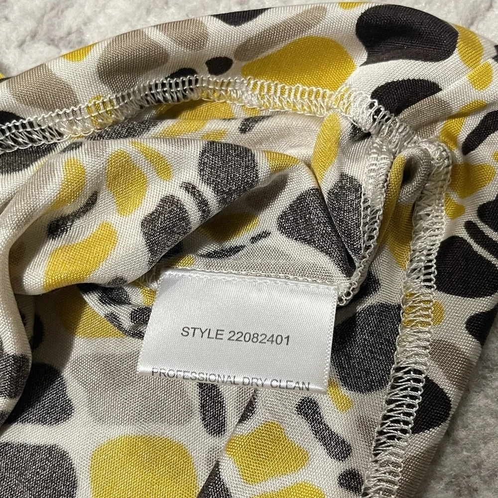 Tory Burch 100% Silk Dress Women Small Yellow‎ Geometric 3/4 Sleeve Button Knee
